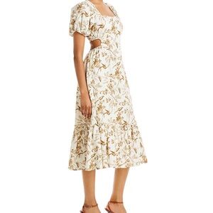 Aqua puff sleeve open back dress